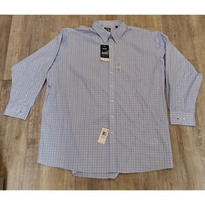 NWT‎ Mens Izod Purple Plaid Long Sleeve Button Down 4XL Tall Fit